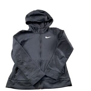 Nike Dri-FIT Kids Full Zip Hoodie Sweatshirt Black Athletic Warm Up Jacket‎
